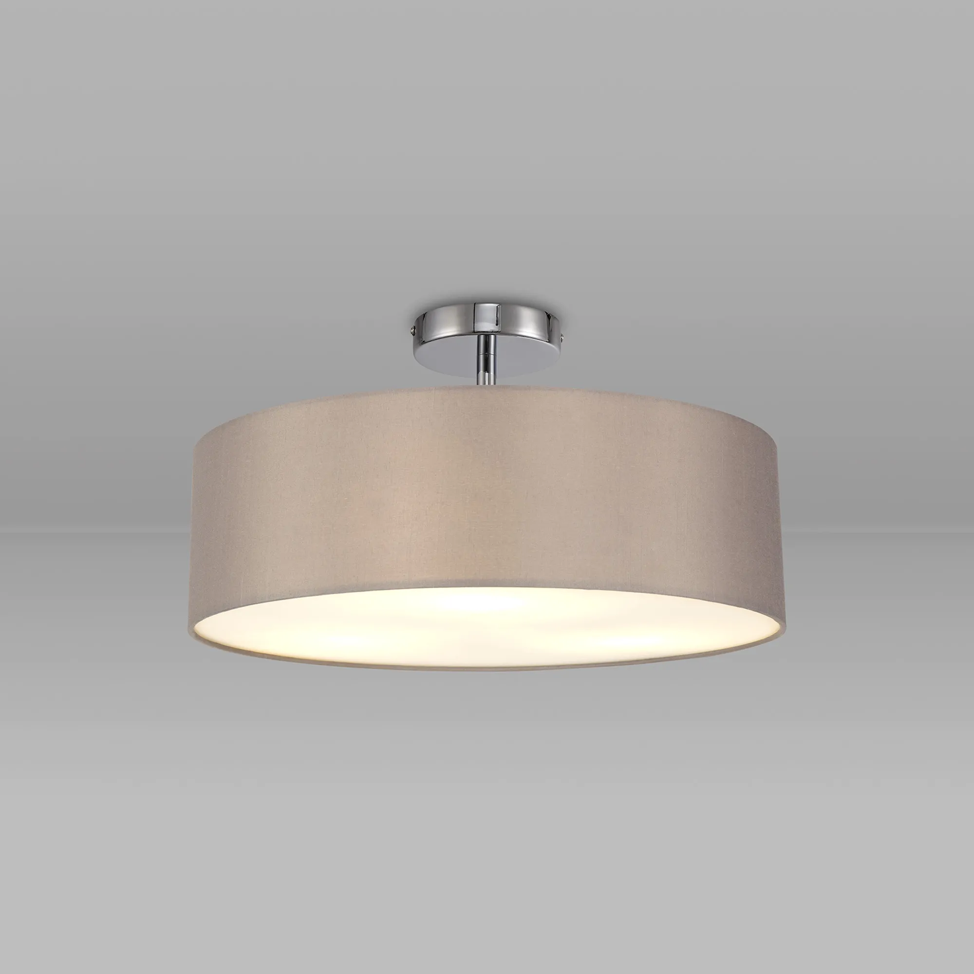 Baymont 45cm, Semi Flush 3 Light Polished Chrome, Grey/White DK0696  Deco Baymont CH GR
